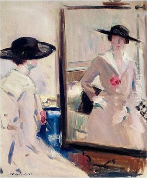 The Black Hat Oil Painting by Francis Campbell Boileau Cadell