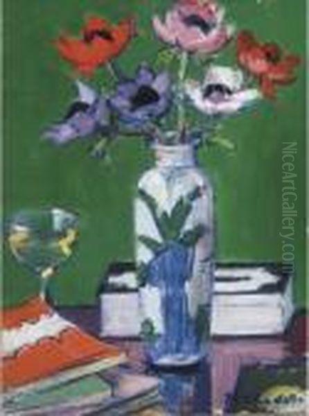 Still Life, Anemones Oil Painting by Francis Campbell Boileau Cadell