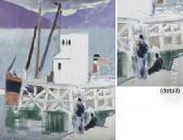 The Pier At Cove, Loch Long Oil Painting by Francis Campbell Boileau Cadell