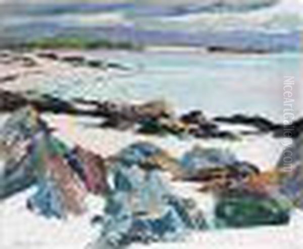 Iona. East Bay - The Little Island And Mull Oil Painting by Francis Campbell Boileau Cadell