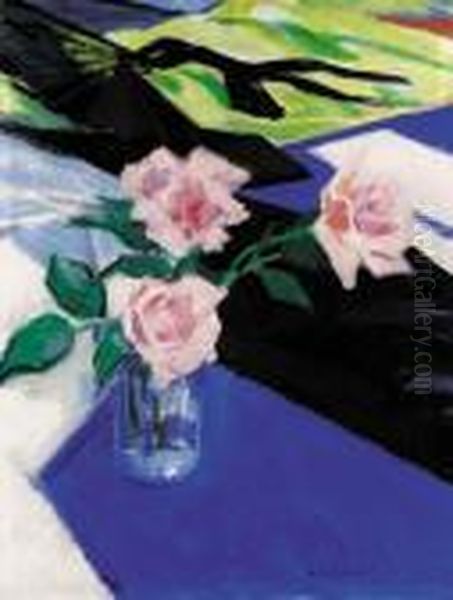 Still Life, Roses In A Vase Oil Painting by Francis Campbell Boileau Cadell