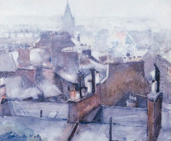 Roofs Of Stockbridge, Edinburgh. Oil Painting by Francis Campbell Boileau Cadell