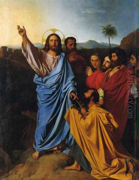 Christ Giving Peter the Keys of Paradise Oil Painting by Jean Auguste Dominique Ingres