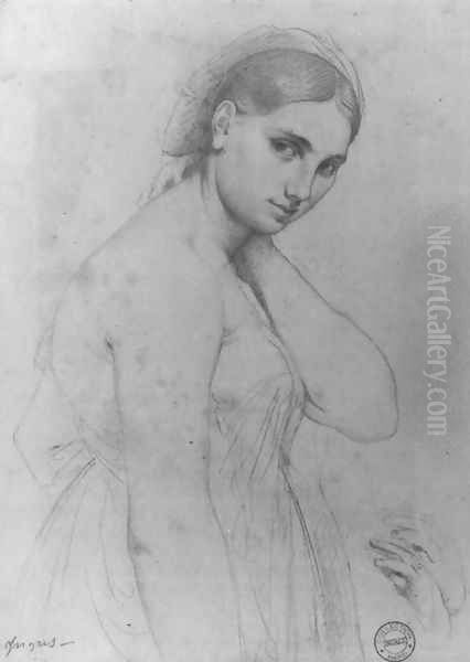 Study for Raphael and the Fornarina Oil Painting by Jean Auguste Dominique Ingres