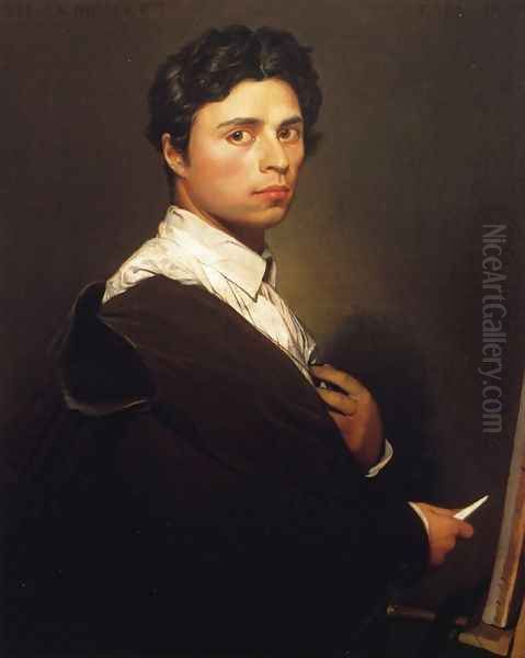 Self Portrait at the Easel Oil Painting by Jean Auguste Dominique Ingres