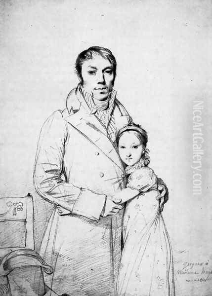 Charles Hayard and his daughter Marguerite Oil Painting by Jean Auguste Dominique Ingres