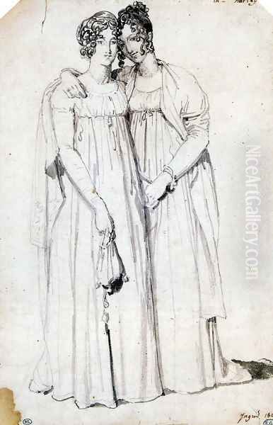 Henriette Harvey and her half sister Elizabeth Norton Oil Painting by Jean Auguste Dominique Ingres