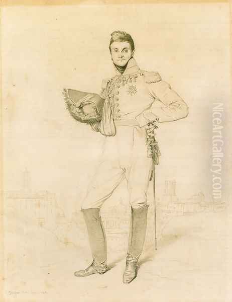 General Louis-Etienne Dulong de Rosnay Oil Painting by Jean Auguste Dominique Ingres