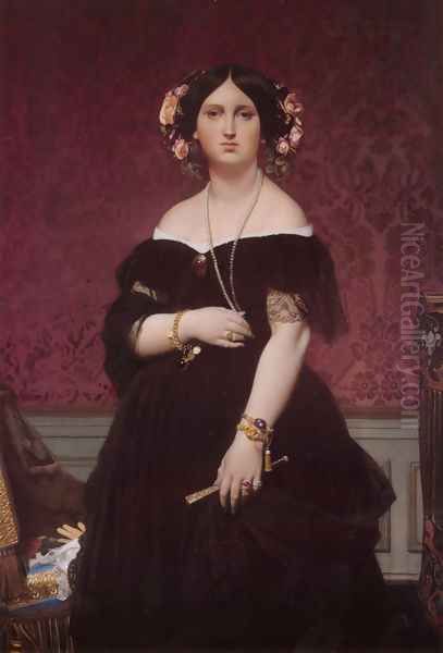 Madame Paul-Sigisbert Moitessier, née Marie-Clotilde-Inès de Foucauld, Standing Oil Painting by Jean Auguste Dominique Ingres