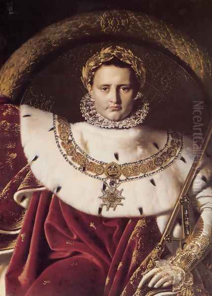 Napoleon I on His Imperial Throne (Detail) Oil Painting by Jean Auguste Dominique Ingres