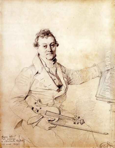 Pierre Marie François de Sales Baillot Oil Painting by Jean Auguste Dominique Ingres