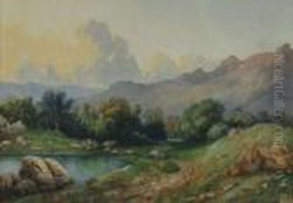 Paysage Lacustre Oil Painting by Alexandre Calame