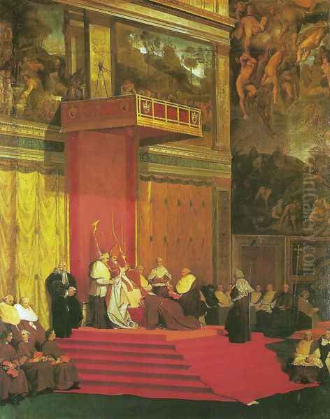 Sistine Chapel interior Oil Painting by Jean Auguste Dominique Ingres