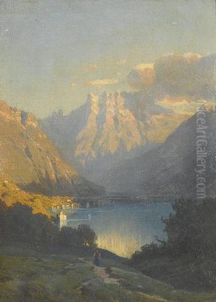 Gebirgspartie Mit See. Oil Painting by Alexandre Calame