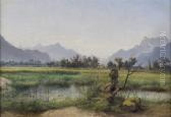 Paysage Montagneux Oil Painting by Alexandre Calame