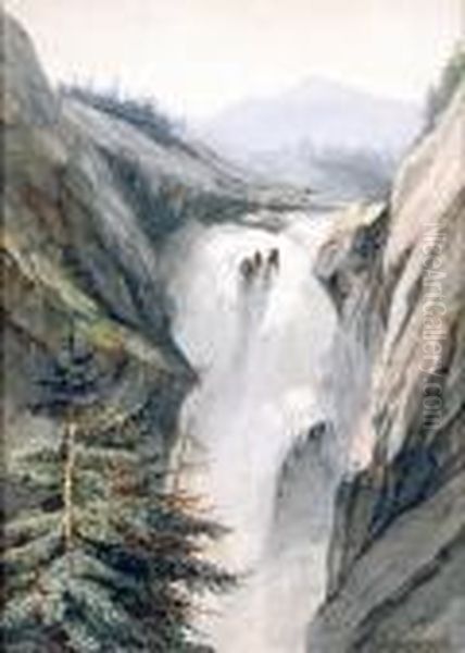 La Cascade. Oil Painting by Alexandre Calame