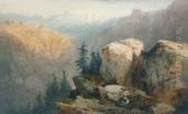 A View Of The Jungfrau Oil Painting by Alexandre Calame