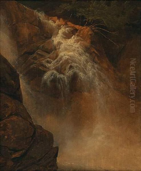 La Cascade Oil Painting by Alexandre Calame