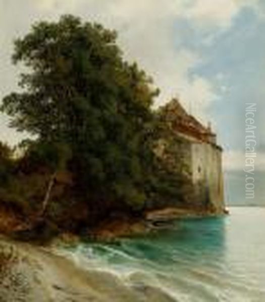 Chateau De Chillon Oil Painting by Alexandre Calame