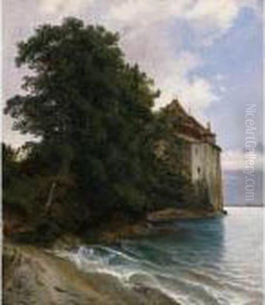 The Castle Of Chilllon Oil Painting by Alexandre Calame