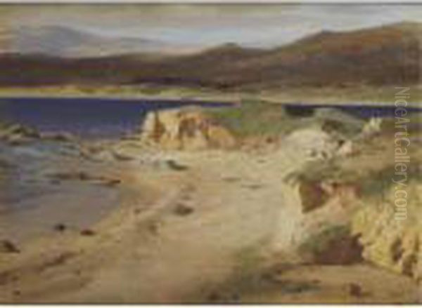 A Coastal View Near Cannes Oil Painting by Alexandre Calame