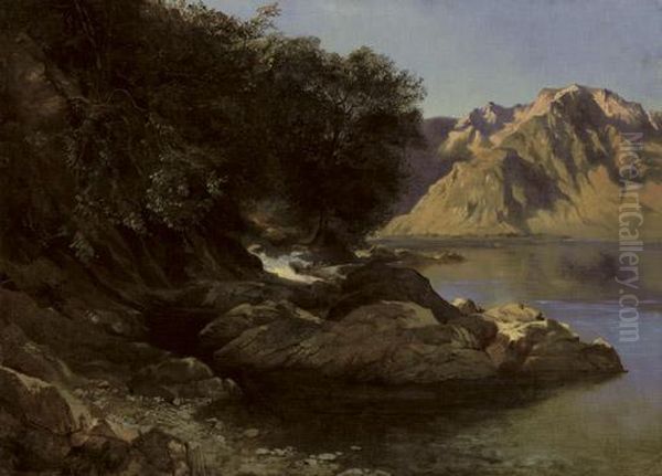 Bord De Lac Oil Painting by Alexandre Calame