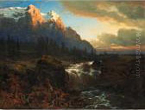 Souvenir De Rosenlaui Oil Painting by Alexandre Calame