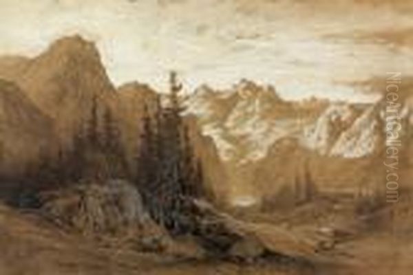 Gebirgslandschaft Mit See. Oil Painting by Alexandre Calame