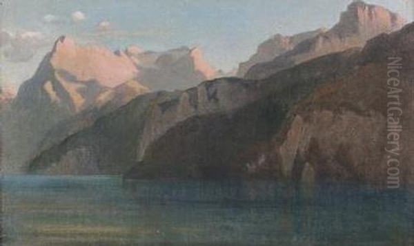 Urnersee Mit Dem Uri-rotstock. Oil Painting by Alexandre Calame