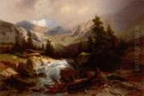 Torrent De Montagne Oil Painting by Alexandre Calame