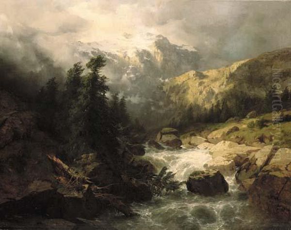 Souvenir De La Handeck Oil Painting by Alexandre Calame