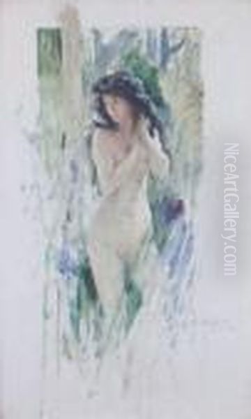 Femme Nue, La Main Dans Les Cheveux Oil Painting by Antoine Calbet