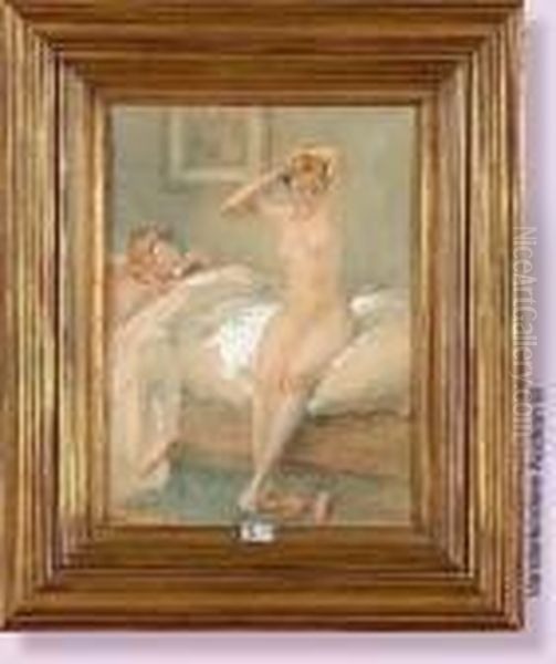 Femme Nue Assise Sur Son Lit Oil Painting by Antoine Calbet