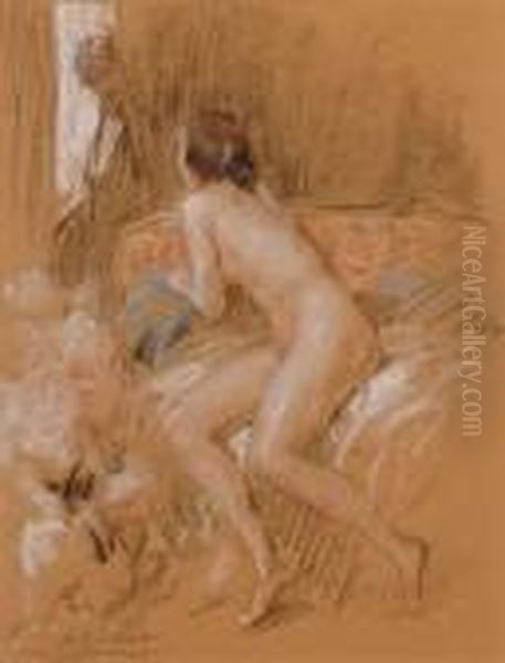 Femme Nue Allongee Oil Painting by Antoine Calbet