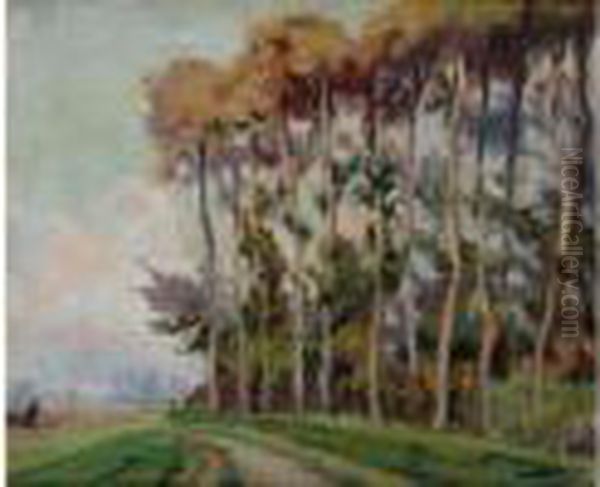 L'allee Bordee D'arbres Oil Painting by Antoine Calbet