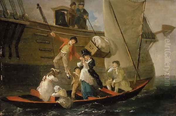 A Married Sailors Adieu Oil Painting by Julius Caesar Ibbetson