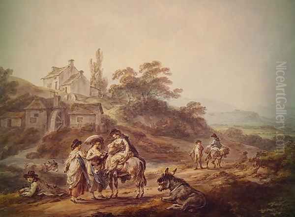 The Water Mill Oil Painting by Julius Caesar Ibbetson