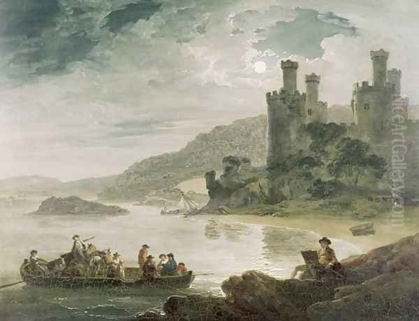 Conway Castle Oil Painting by Julius Caesar Ibbetson