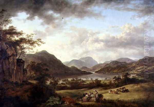 Ullswater from Gowbarrow Oil Painting by Julius Caesar Ibbetson