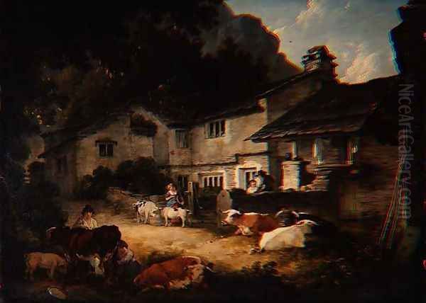 The Painters Home Ambleside Oil Painting by Julius Caesar Ibbetson