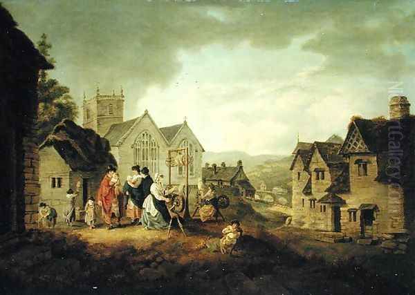 Llangollen Oil Painting by Julius Caesar Ibbetson