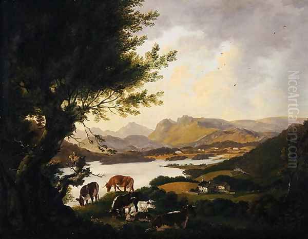 Lake Windemere Oil Painting by Julius Caesar Ibbetson