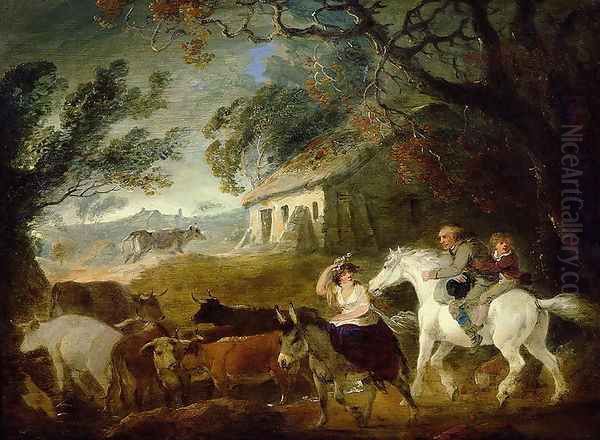 Rounding up before the Storm Oil Painting by Julius Caesar Ibbetson