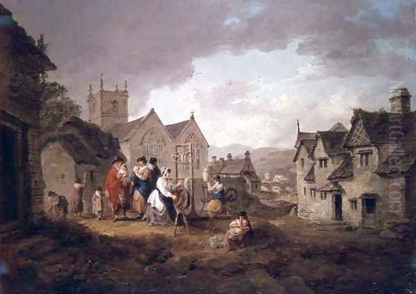 Llangollen Wales Oil Painting by Julius Caesar Ibbetson