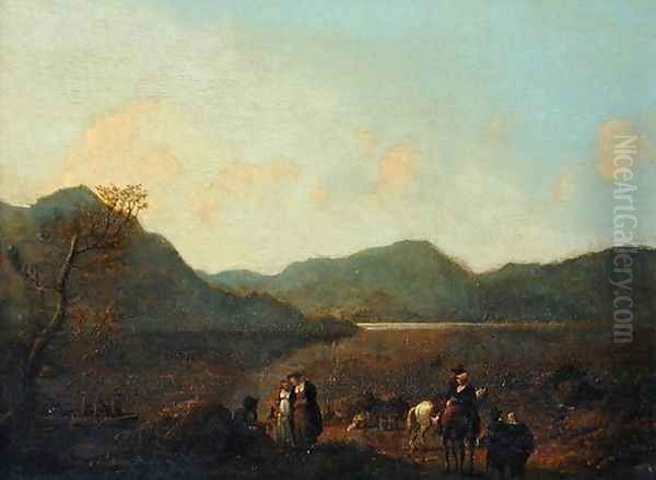 Martindale Ferry Ullswater Oil Painting by Julius Caesar Ibbetson