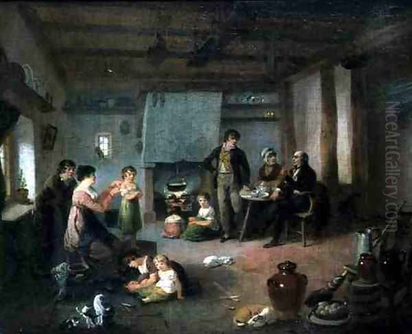 The Painters Family at Masham Oil Painting by Julius Caesar Ibbetson