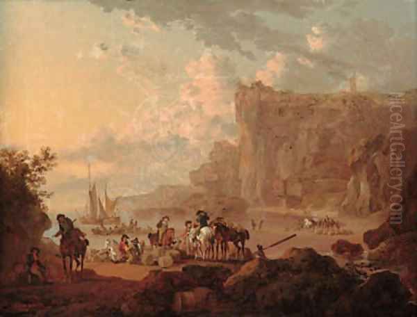 Les Contrebandiers, Flamborough Head, Yorkshire Oil Painting by Julius Caesar Ibbetson