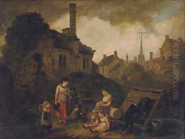 The old mill Oil Painting by Julius Caesar Ibbetson