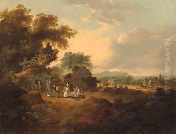 View of Harrow from Kilburn Oil Painting by Julius Caesar Ibbetson