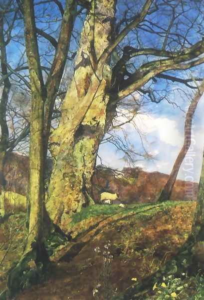 A Study In March (In Early Spring) Oil Painting by John William Inchbold